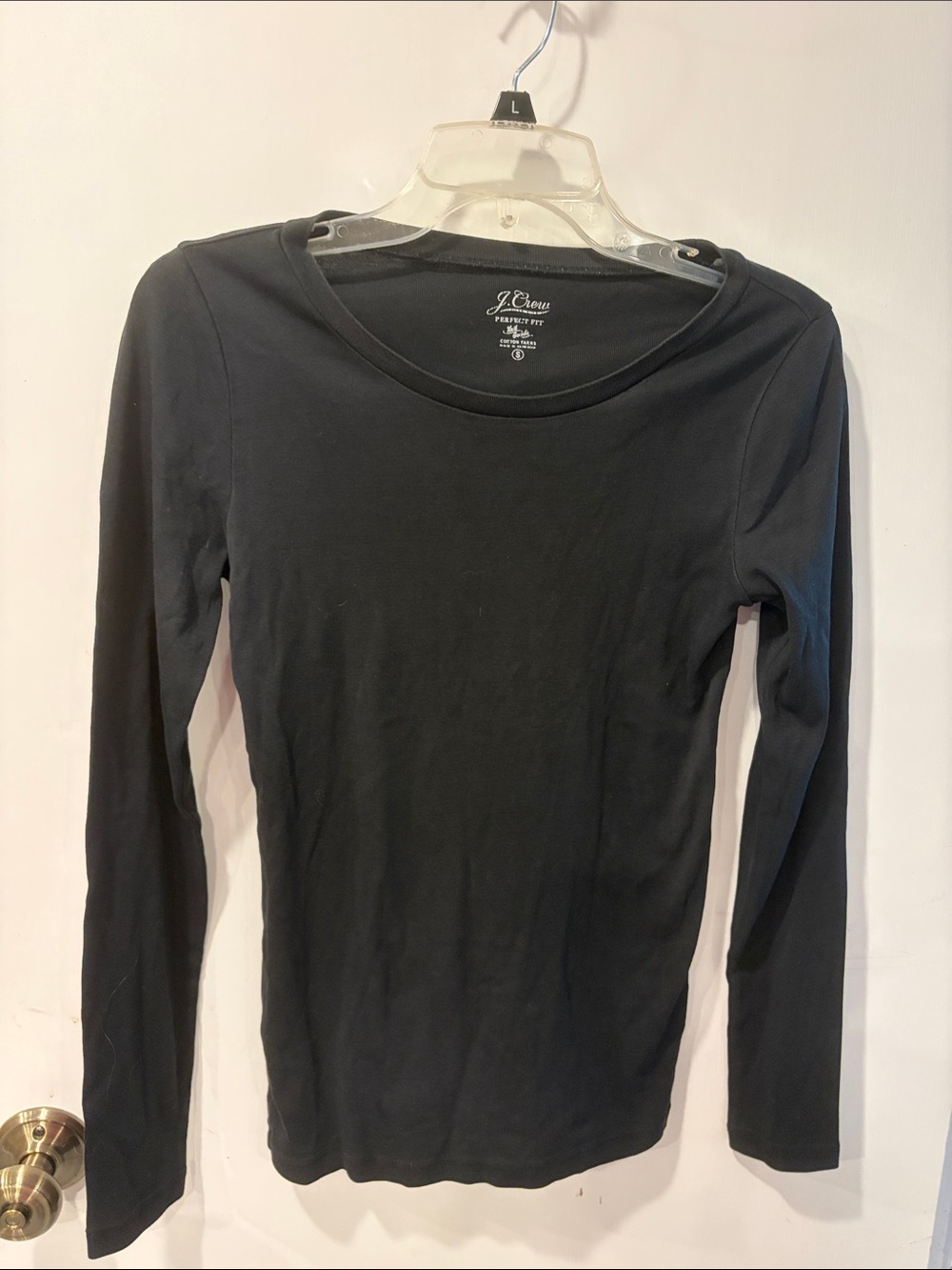 J. Crew perfect fit small Black Long Sleeve Slim Crewneck Tee